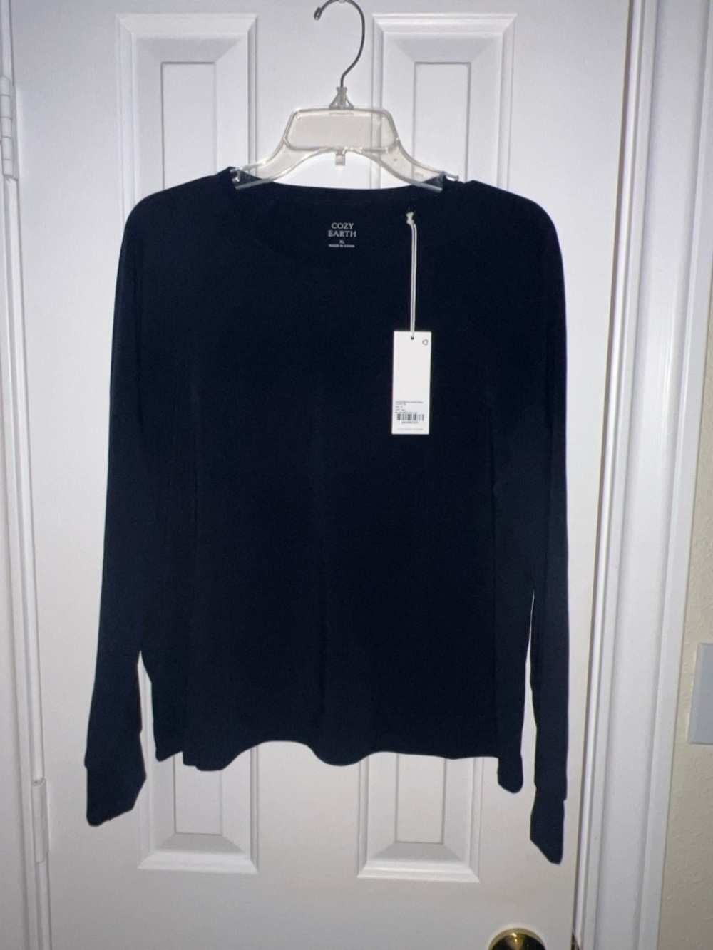NEW Cozy Earth Bamboo Ultra Soft Pullover Size XL Raglan Crew Navy Blue Top